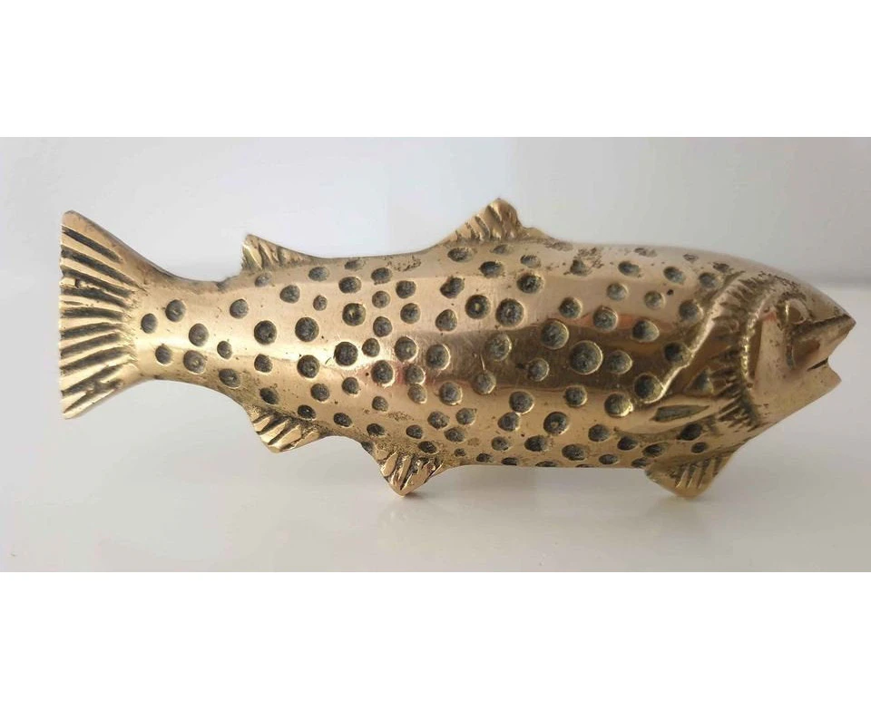 1 x Solid Brass Fish Drawer Pull - Rustic Vintage Handles Cabinet Kitchen Cupboard Door Knobs Cup Pull