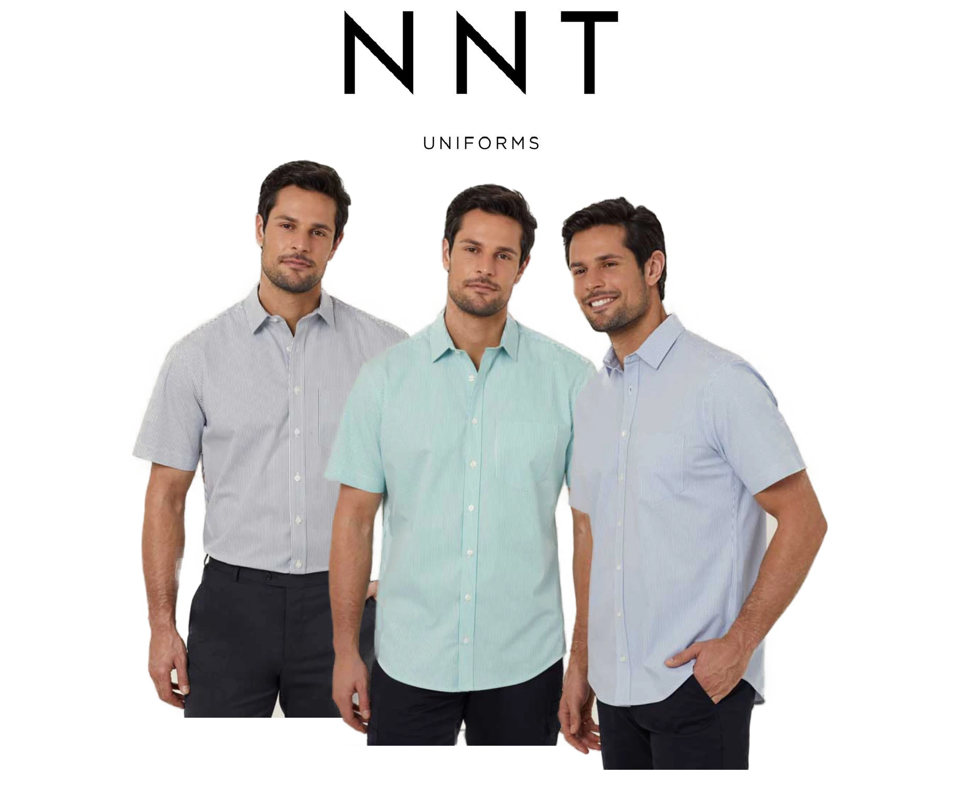 NNT Mens Avignon Stripe Short Sleeve Shirt Casual Regular Fit Business CATJDK - Mint White