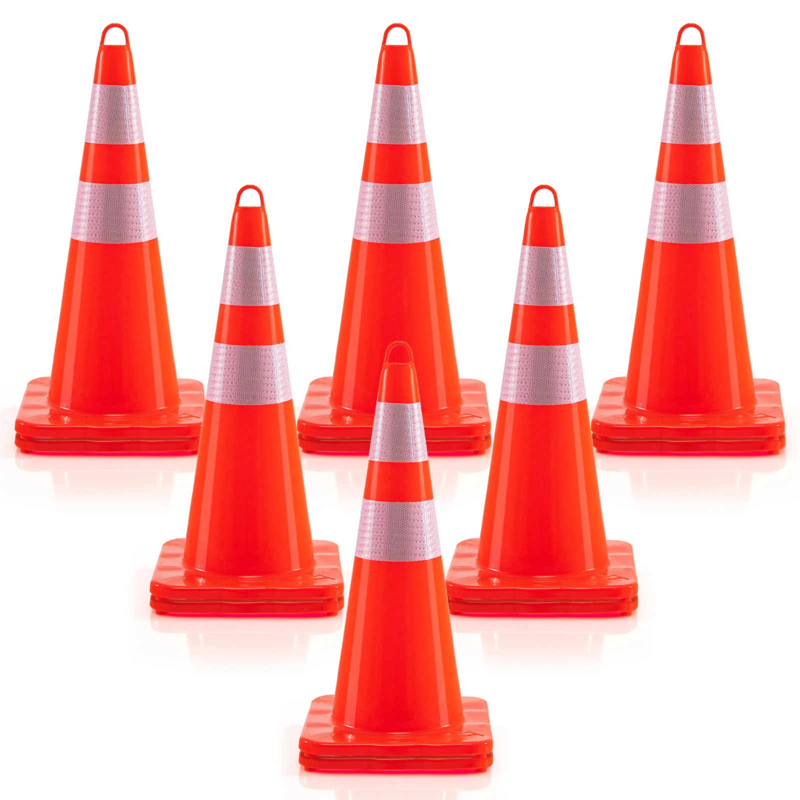 Costway 12 Traffic  Cones Traffic Road Control Sign Stackable w/Reflective Band Handle Parking Road Sport