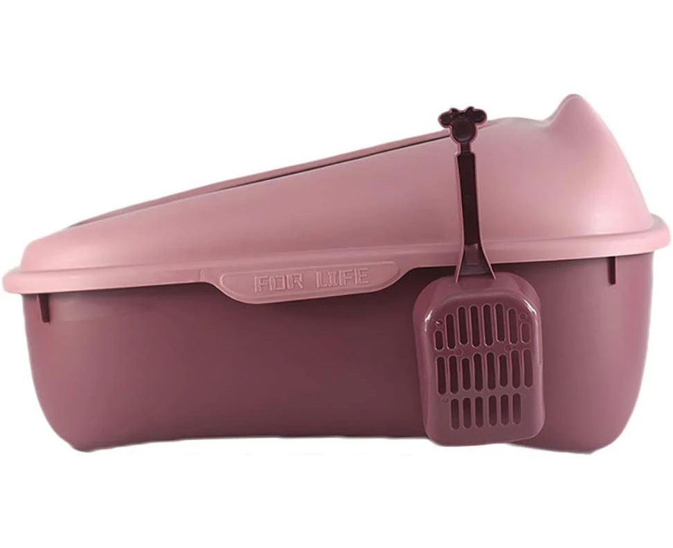 Large Cat Litter Tray, Spill Box Quality Toilet Litter Box Easy Clean Box Pan, 51 * 41.5 * 17Cm,B