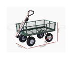 Gardeon 360kg Mesh Garden Cart Steel Removable Sides Trolley Wagon ATV Trailer