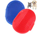 Dog Brush Pet Bath Brush 2Pcs Silicone Massage Brush Pet Grooming Brush Blue Grooming Brush