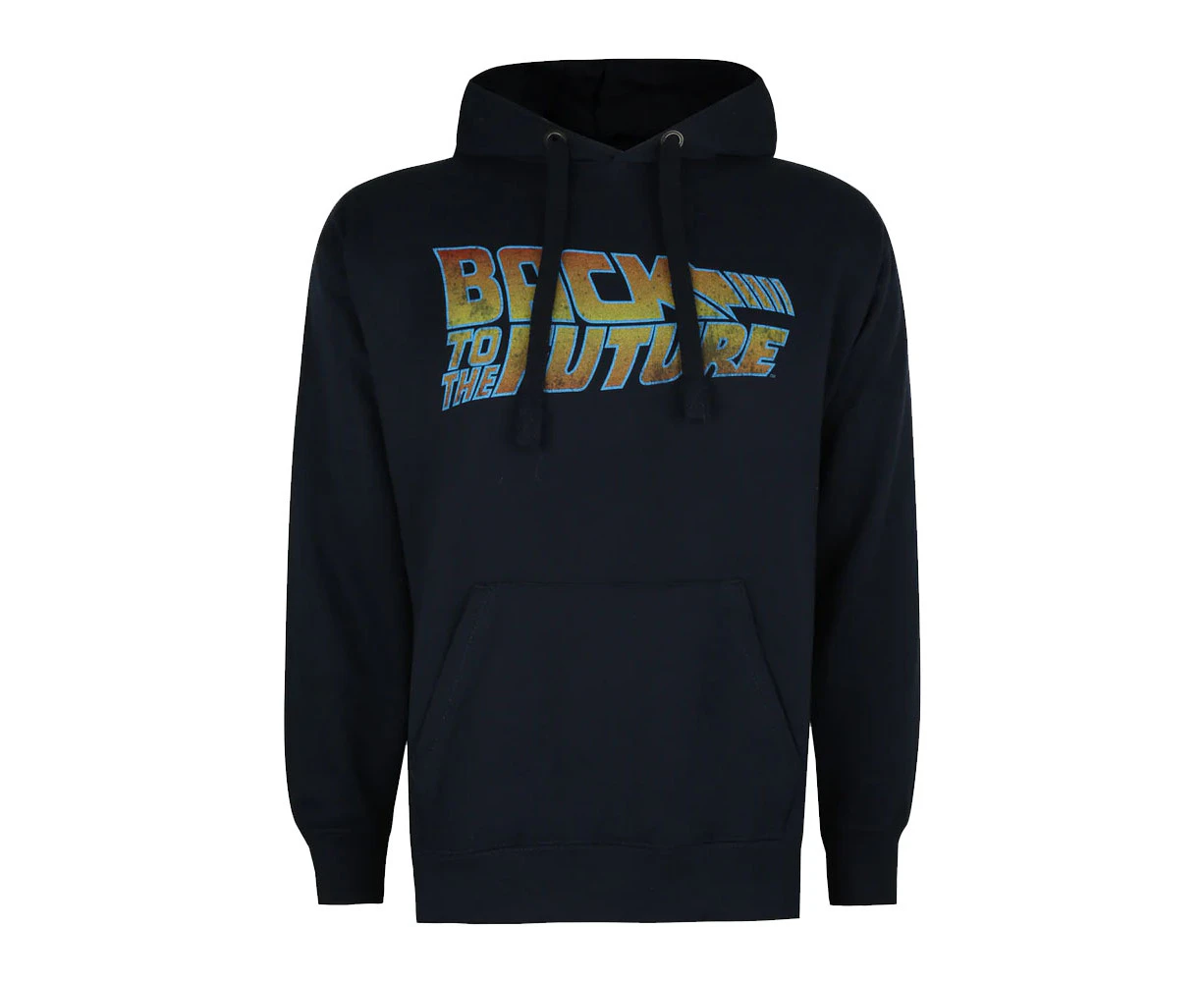 Back To The Future Mens Logo Hoodie (Navy) - TV1055