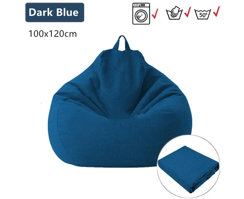 100x120cm Extra Large Bean Bag Chairs Sofa Cover Indoor Lazy Lounger For Kids Adults Blue