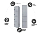 Filing Cabinet Storage Steel Metal Locker 4 Doors Cupboard Organiser Gym School Office Home Lab Dorm Steel Grey