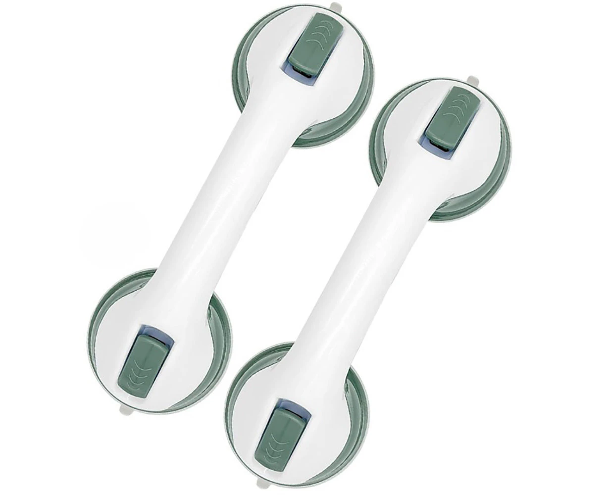 12 Inch Grab Bars Shower Handle for Bathroom with Strong Suction Cup for Elderly/Seniors, Handicap and Kids - Green, 2Pcs