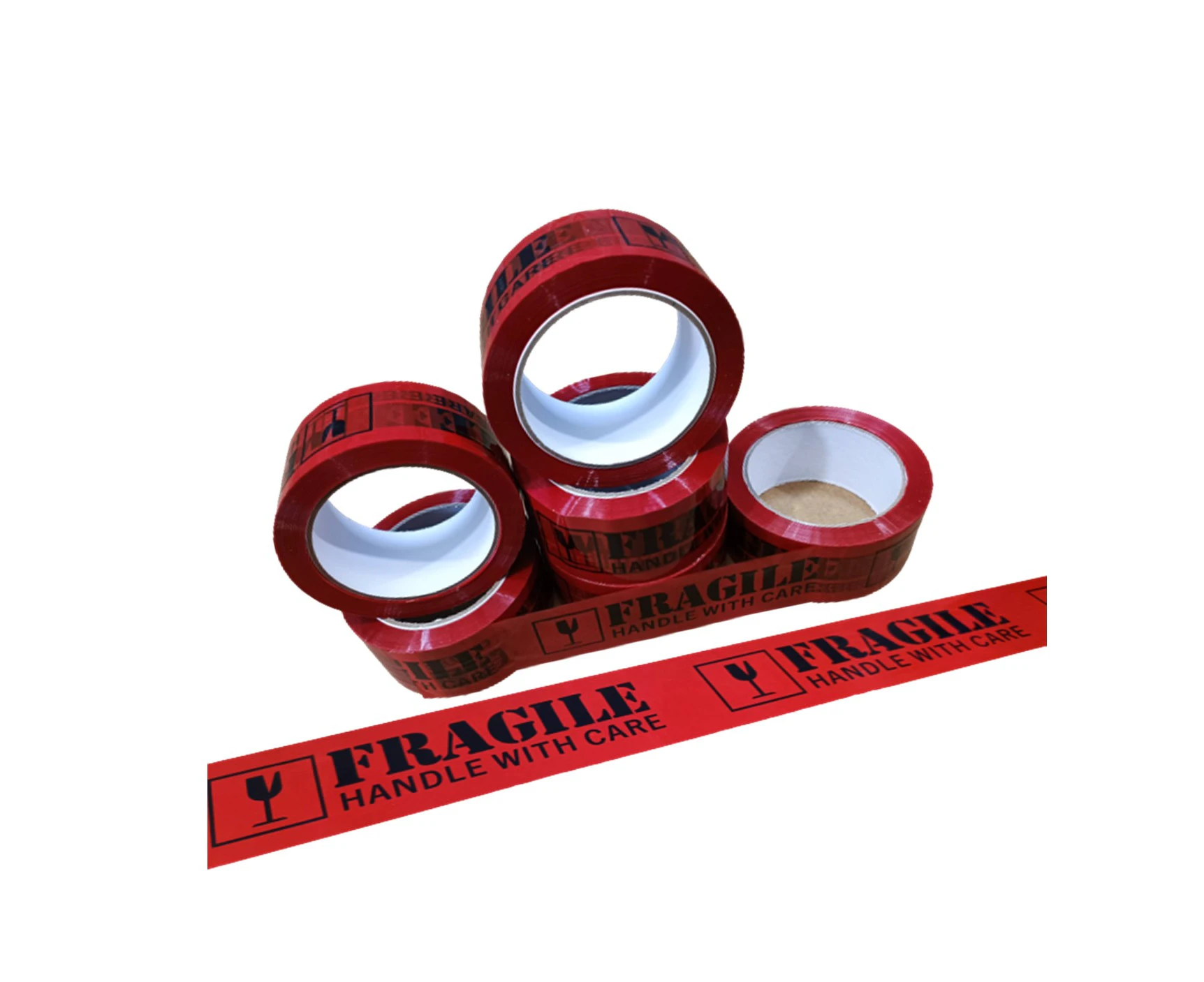 (72x Roll) 45u RED FRAGILE Packing Tape 48mm x 75M