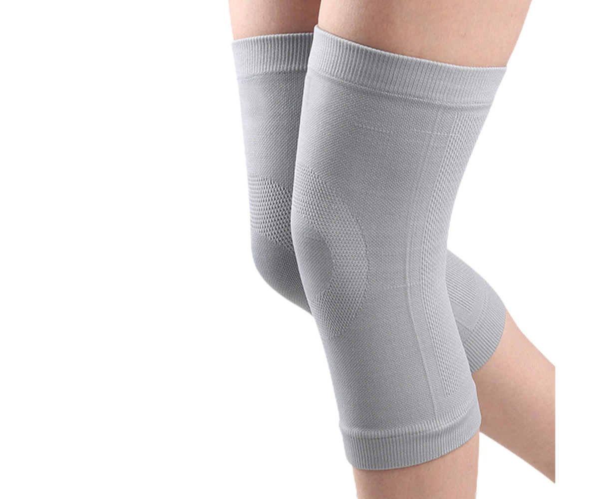 Two Pairs of Knee Warmer Knee Pads Knee Sleeve Knee Support Brace-Grey