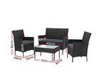 4-piece Outdoor Lounge Setting Wicker Patio Furniture Dining Set Black