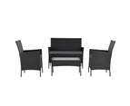 4-piece Outdoor Lounge Setting Wicker Patio Furniture Dining Set Black