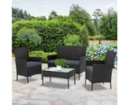 4-piece Outdoor Lounge Setting Wicker Patio Furniture Dining Set Black