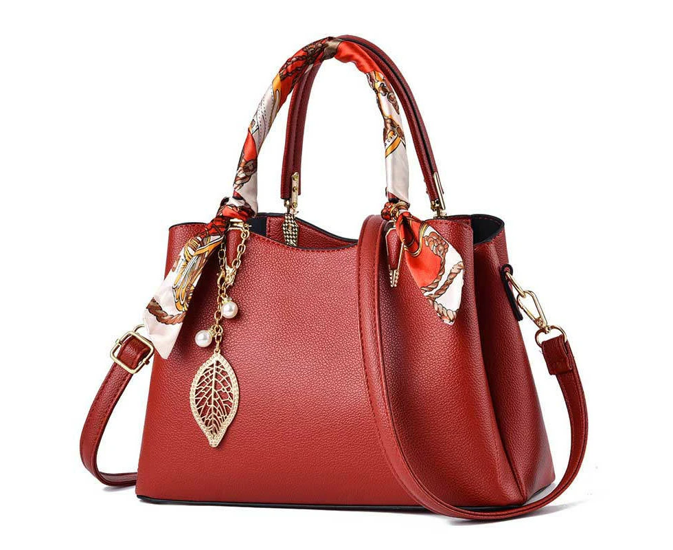 Nevenka Womens Fashion Leather Purses and Handbags Top Handle Satchel Tote Bags-Red