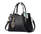 Nevenka Womens Fashion Leather Purses and Handbags Top Handle Satchel Tote Bags-Black