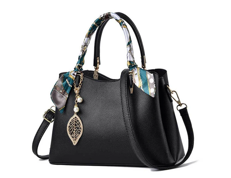 Nevenka Womens Fashion Leather Purses and Handbags Top Handle Satchel Tote Bags-Black