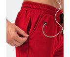 Loose Sport Shorts Stretchy Double Layers Quick Drying Running Shorts for Men-Red - Red