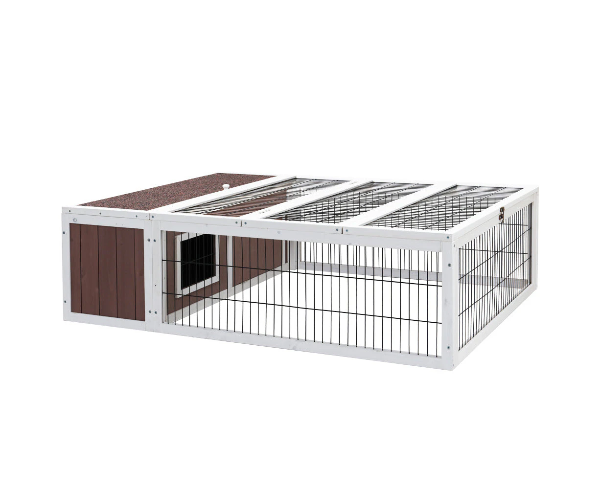 i.Pet Wooden Rabbit Hutch Chicken Coop Run Cage Habitat House Outdoor Large