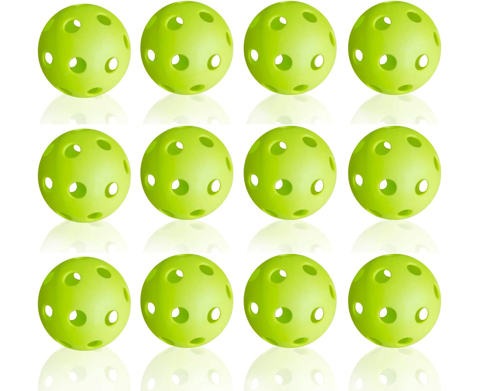 12 Pack Plastic Baseball Practice Baseballs for Hitting, Indoor Outdoor Lightweight Balls Baseball Batting Training - Green