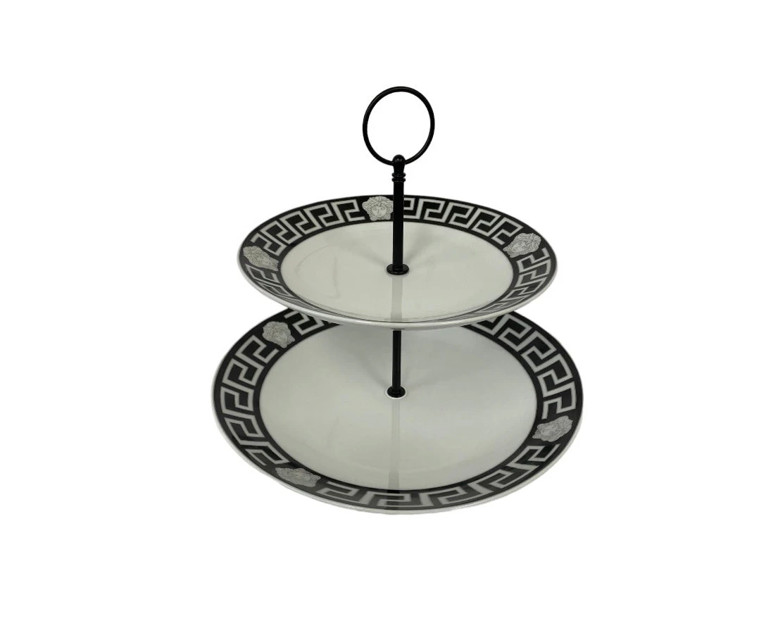 The House of Florence Medusa 2-Tier Cake Stand Silver and Black