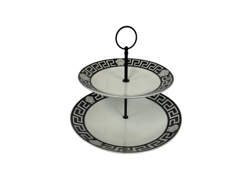 The House of Florence Medusa 2-Tier Cake Stand Silver and Black