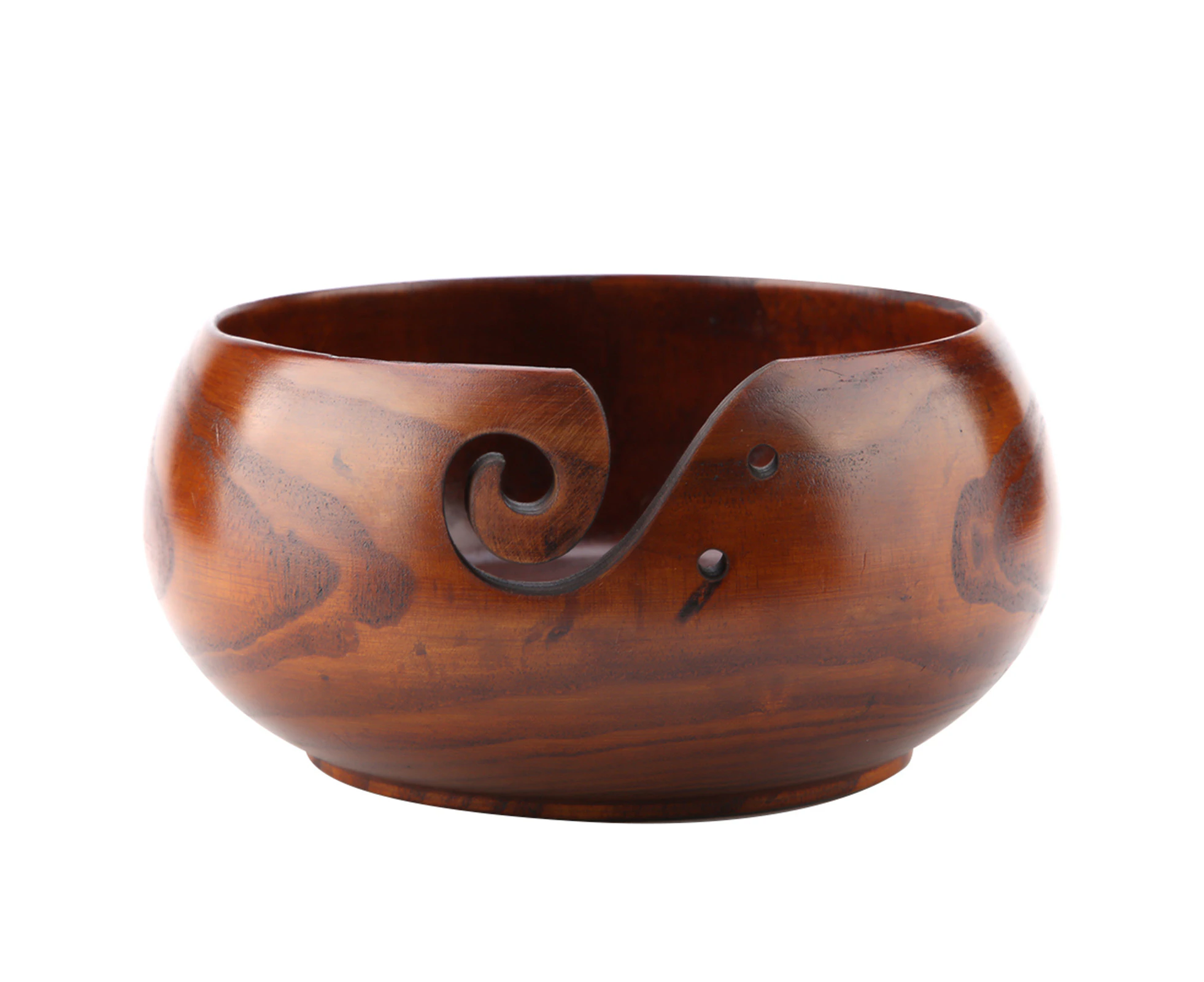 Natural Handmade Crafted Wooden Yarn Bowl For Knitting Crochet Home Decor (Medium Diameter)