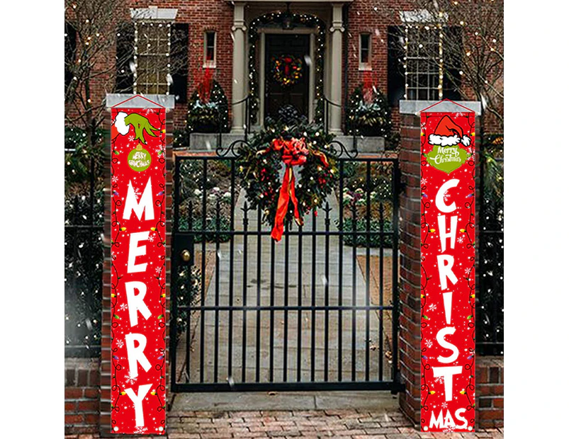 Christmas Porch Sign Oxford Cloth Xmas Door Banner Wall Hanging Party Decoration-Style 1