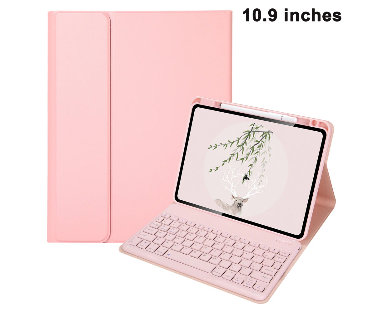 Keyboard Case for iPad Air 4 10.9-inch 2020 - Soft TPU Back Cover with Magnetically Detachable Bluetooth Keyboard (4. Generation, 2020 Modell),Cherry Pink