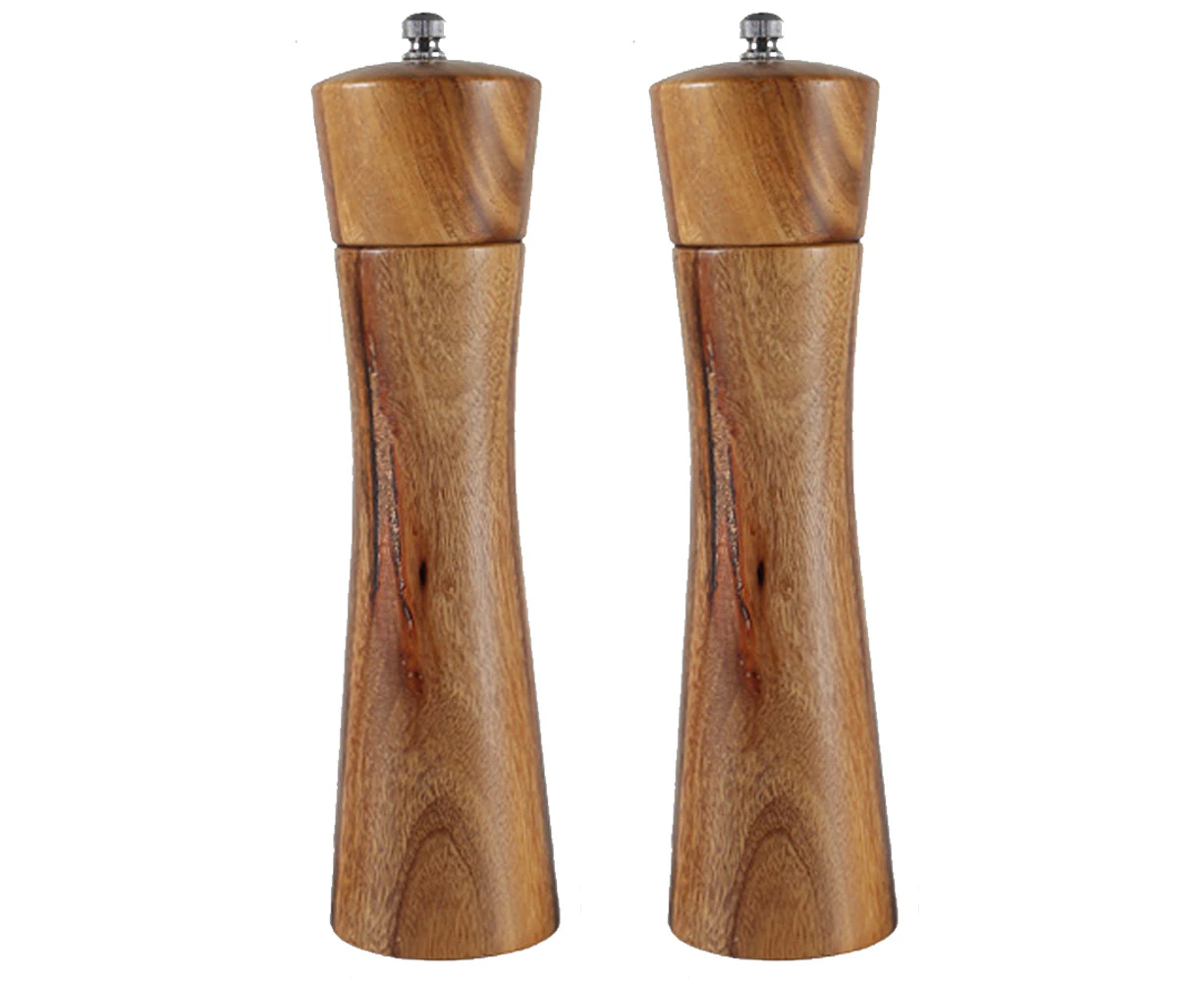 Salt and Pepper Grinders Set, Acacia Wooden Salt and Pepper Mills Shakers Kit Ceramic Rotor 2pcs 8 inches (color box)