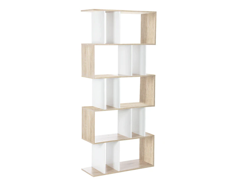 Nnedszartiss 5 Tier Display Book Storage Shelf Unit - White Brown