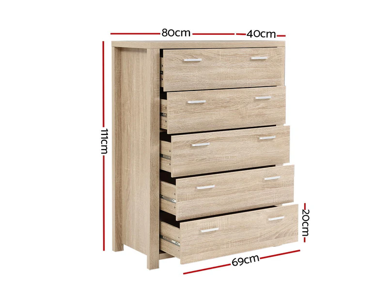 Bedroom 5 Drawers Tallboy Dresser Table Bedroom Storage Cabinet