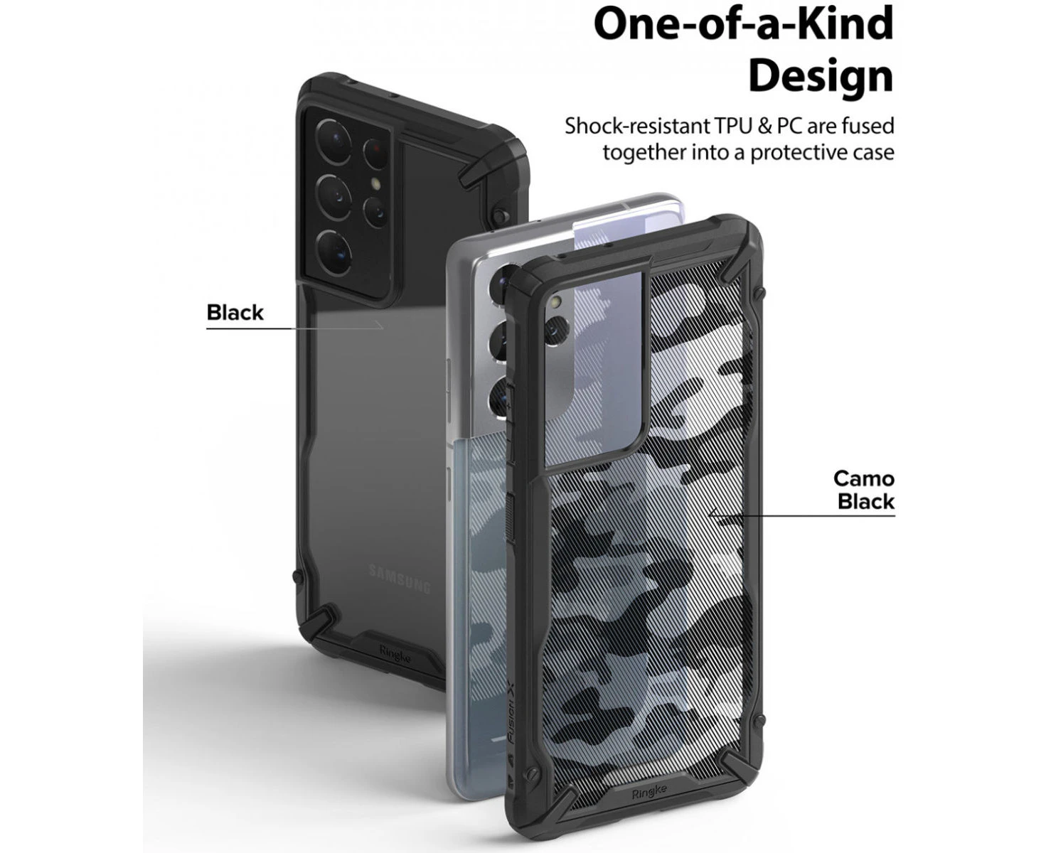 Ringke Fusion X Samsung Galaxy S21 Ultra Case Camo Black