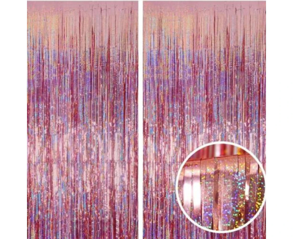 Foil Curtain Rose Gold Sparkle Metallic Fringe Tinsel Backdrop Party Decorations 1 Curtain (2m)