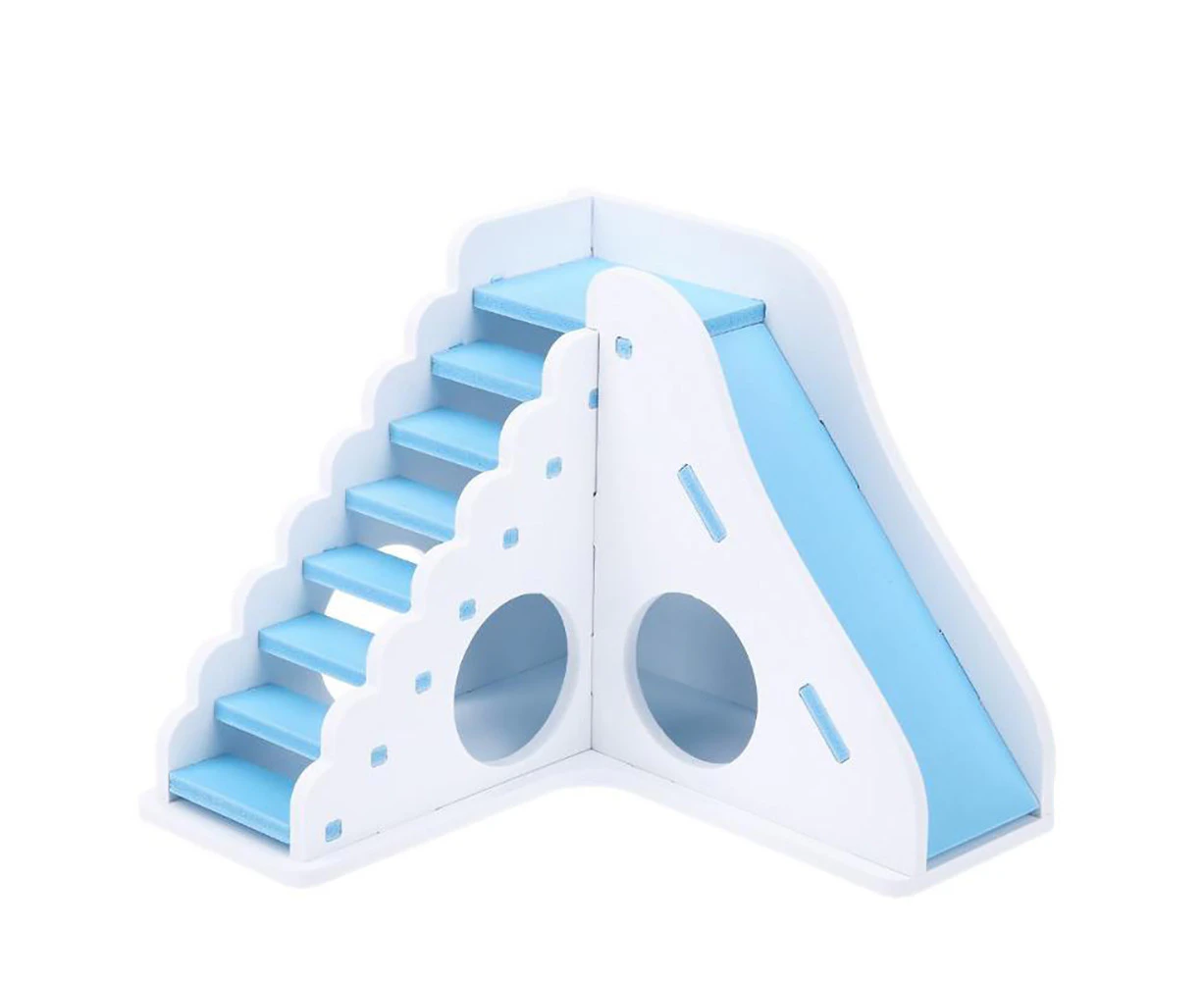 Small Pet Hamster Mice Squirrel Wooden Ladder Stairs Play Toy Nest Cage Decor-Blue