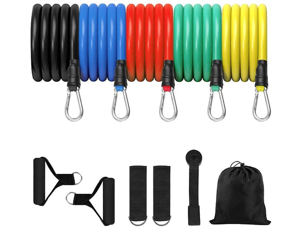 Elastic Resistance Band, Tensioner Tension Rope Hoist Hook Set Wholesale Multifunctional Tension Band Fitness Sporting Goods (mutilcolor)(11pcs)