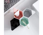 Geometric Bathroom Cups Tumblers with Handles, Unbreakable Reusable Toothbrush Holders Beige