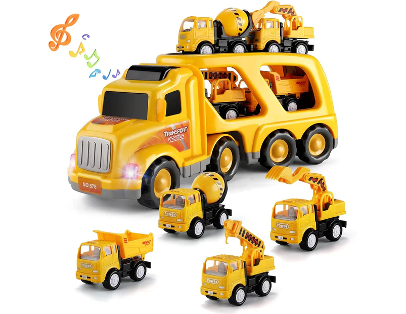 Toys for 3 4 5 6 7 Year Old Boys - Construction Vehicles Transport Truck Carrier Toy Kids Toys Truck for Toddler Boys Girls