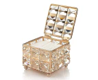 Crystal Cosmetic Storage Container, Small Cosmetic Box With Lid Compatible With Cotton Pad Dispenser And Cotton Buds Holder, Square Makeup Storage Box