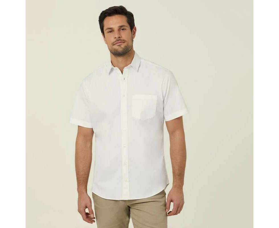 NNT Mens Avignon Short Sleeve Business Shirt Comfort Lightweight Casual CATJDN - White