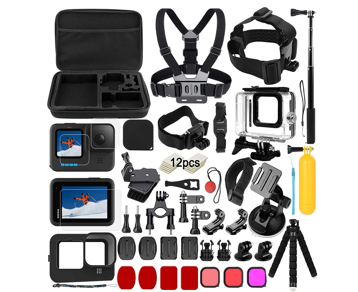 Camera Accessories, Accessory Set Kit Bundle Compatible With Gopro Hero 10 / Hero 9 Black, Ogodeal Waterproof Protective Case Snorkel Accessories