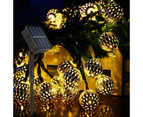 1Pcs Solar Morocco Ball String Lights - Silver Ball (Warm Color) Solar Powered 8 Functions 5 Meters 20 Lights