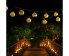 1Pcs Solar Morocco Ball String Lights - Silver Ball (Warm Color) Solar Powered 8 Functions 5 Meters 20 Lights