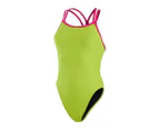Speedo Women's Solid Starback Swimsuit - Atomic Lime/ Electric Pink