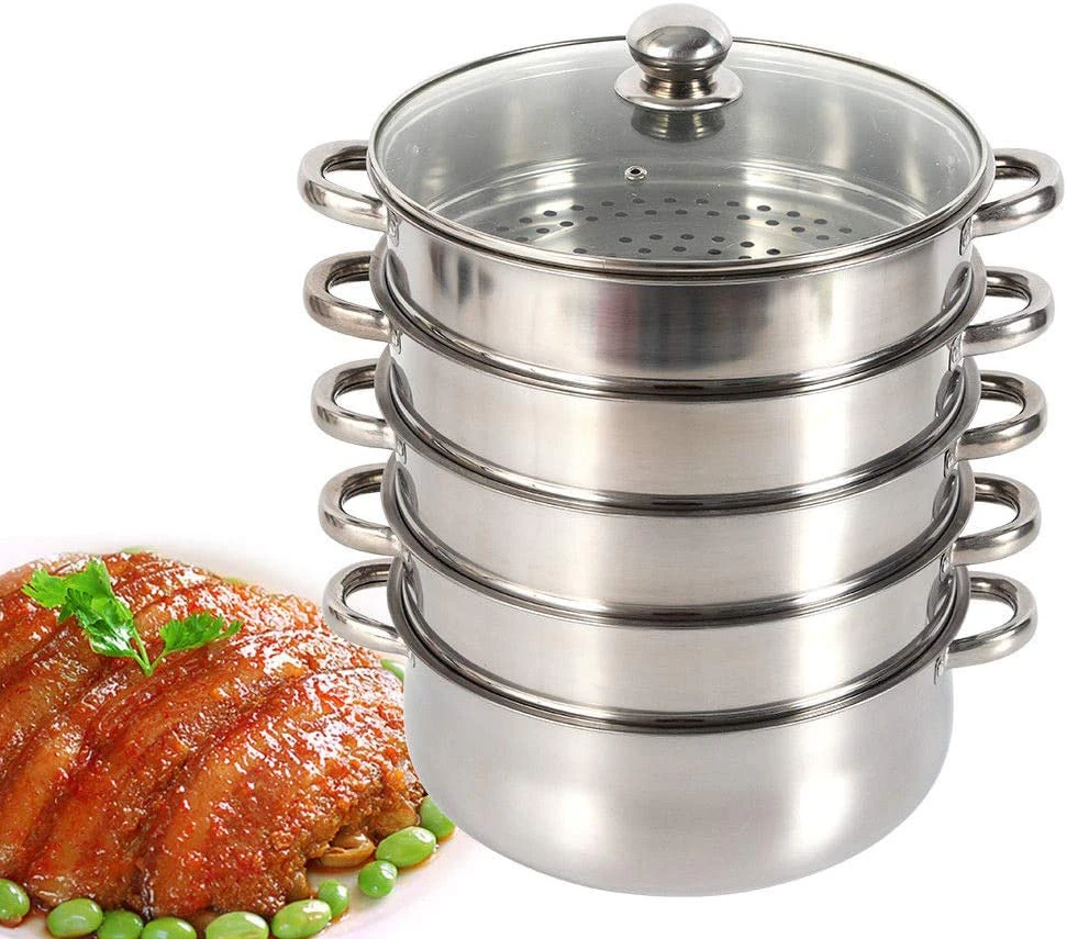 5-Layer Stainless Steel Steamer Pressure Cooker Pressure Cooker Cooking Pot/Potholder Pressure Cooker Set