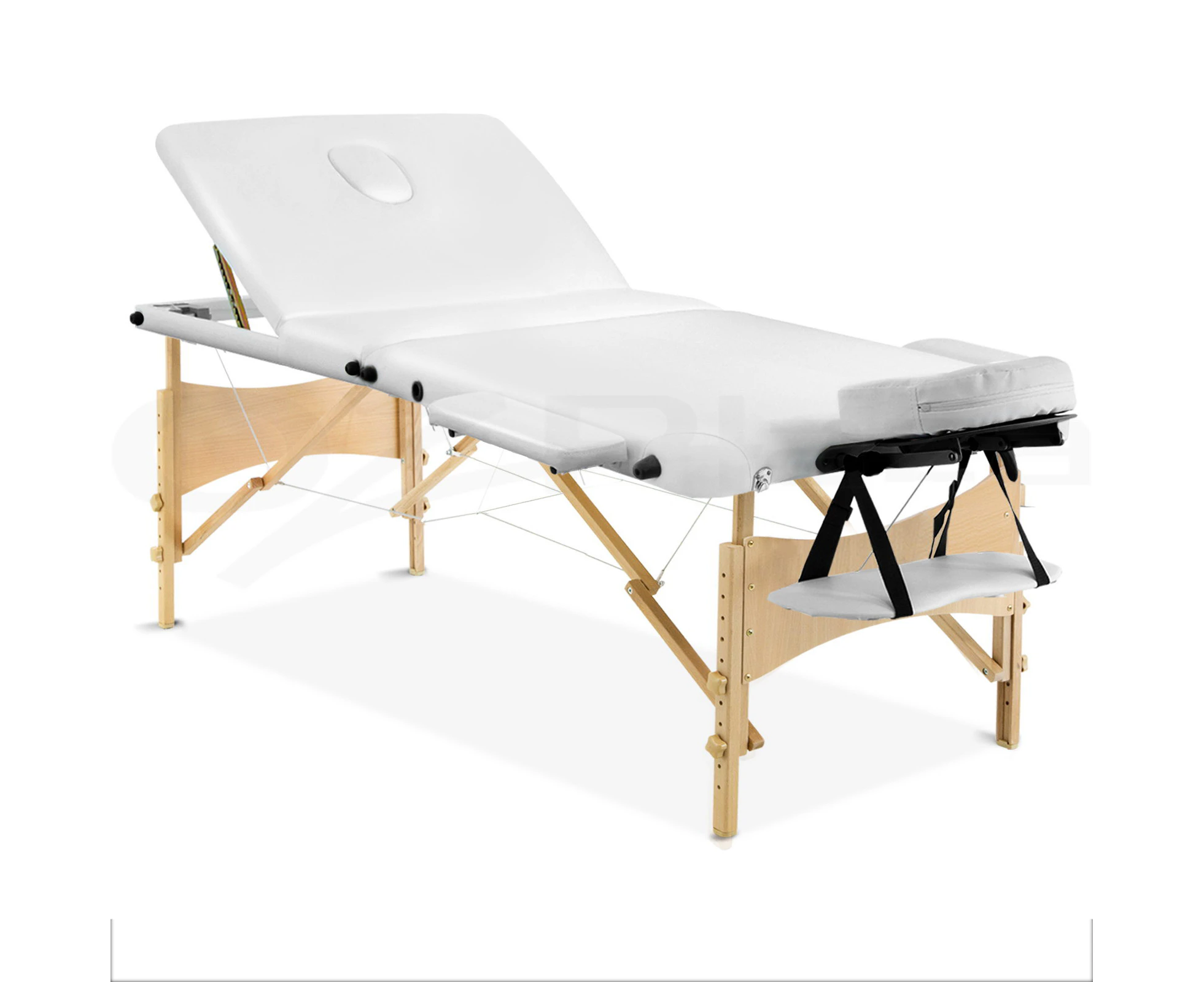 Massage Table Portable Wooden Beauty Bed Chair 5 Fold Therapy Waxing White