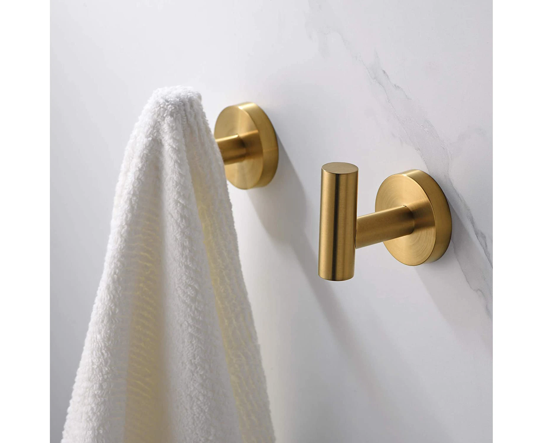 Bathroom Towel Hook, Shower Hook Wall Mounted SUS 304 Stainless Steel, Modern Hand Towel Hook Brushed Gold, Robe Coat Clothes Hook Round,2 Pack.