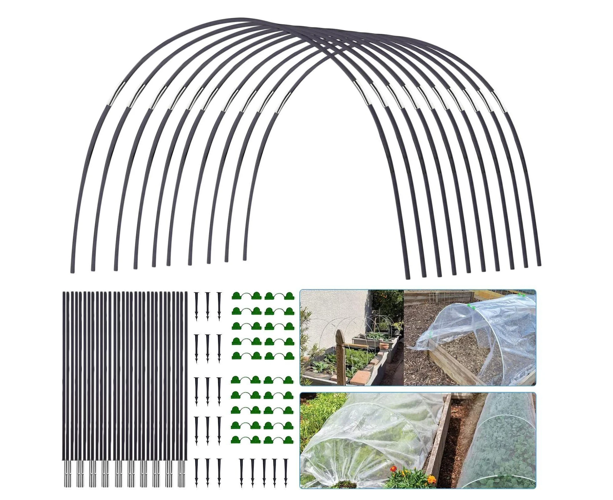 30×Greenhouse Plant Hoop Grow Garden Tunnel Support Hoops for Garden Stakes