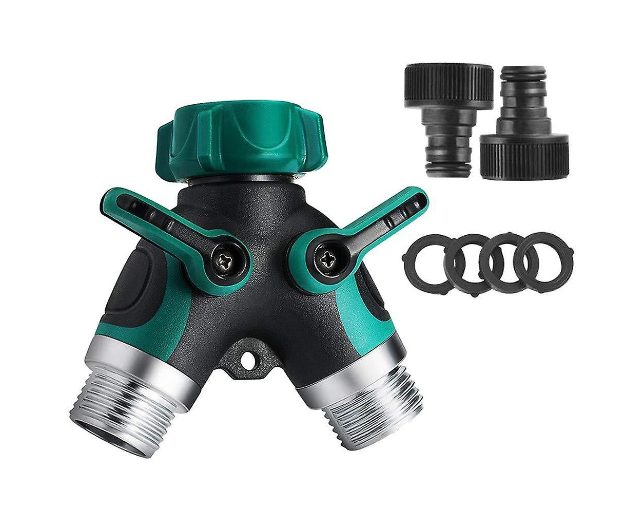 Garden Hose Diverter, 2 Way Hose Faucet Connector, Outdoor Dual Y Valve ...