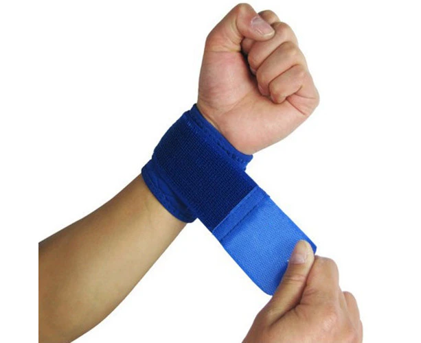 1Pair Unisex Sport Adjustable Wristband Wrist Brace Support Bandage Gym Strap-Blue - Blue