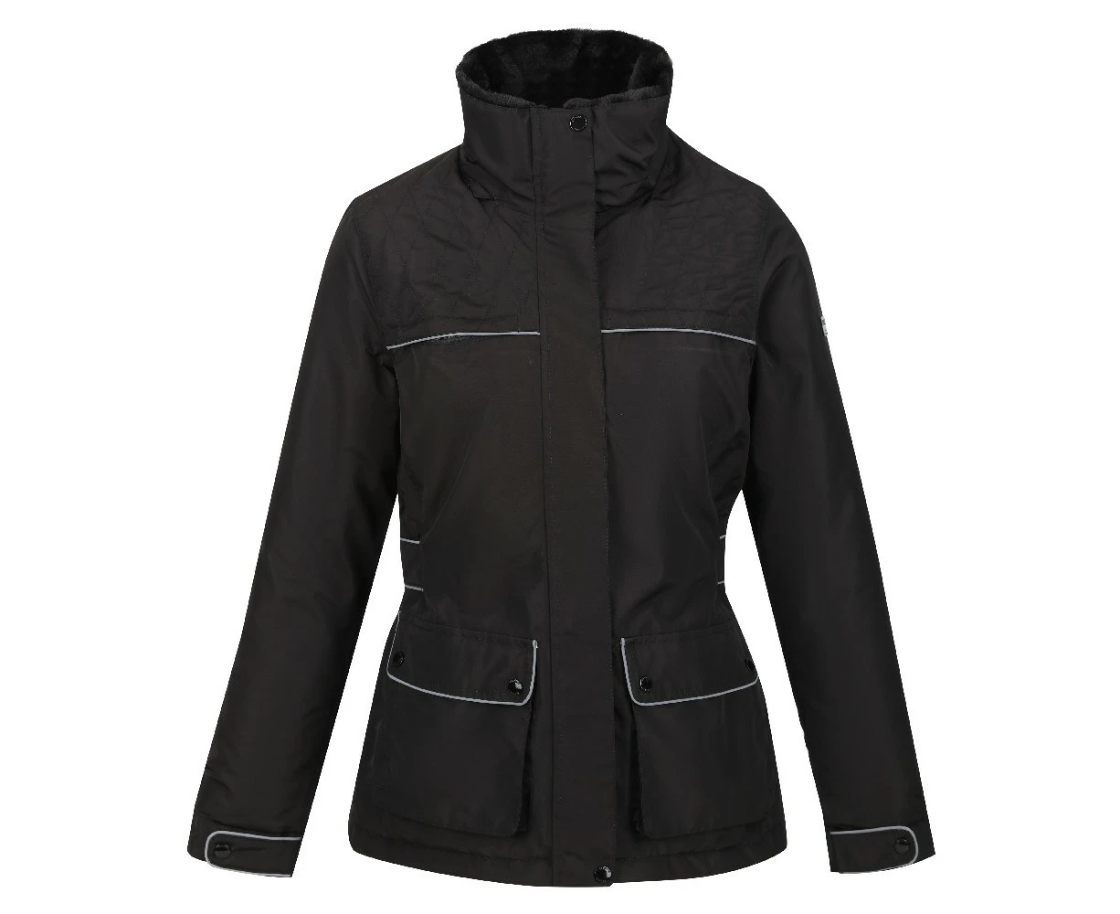 Regatta Womens Linnette Waterproof Padded Jacket (Black High Shine) - RG7080