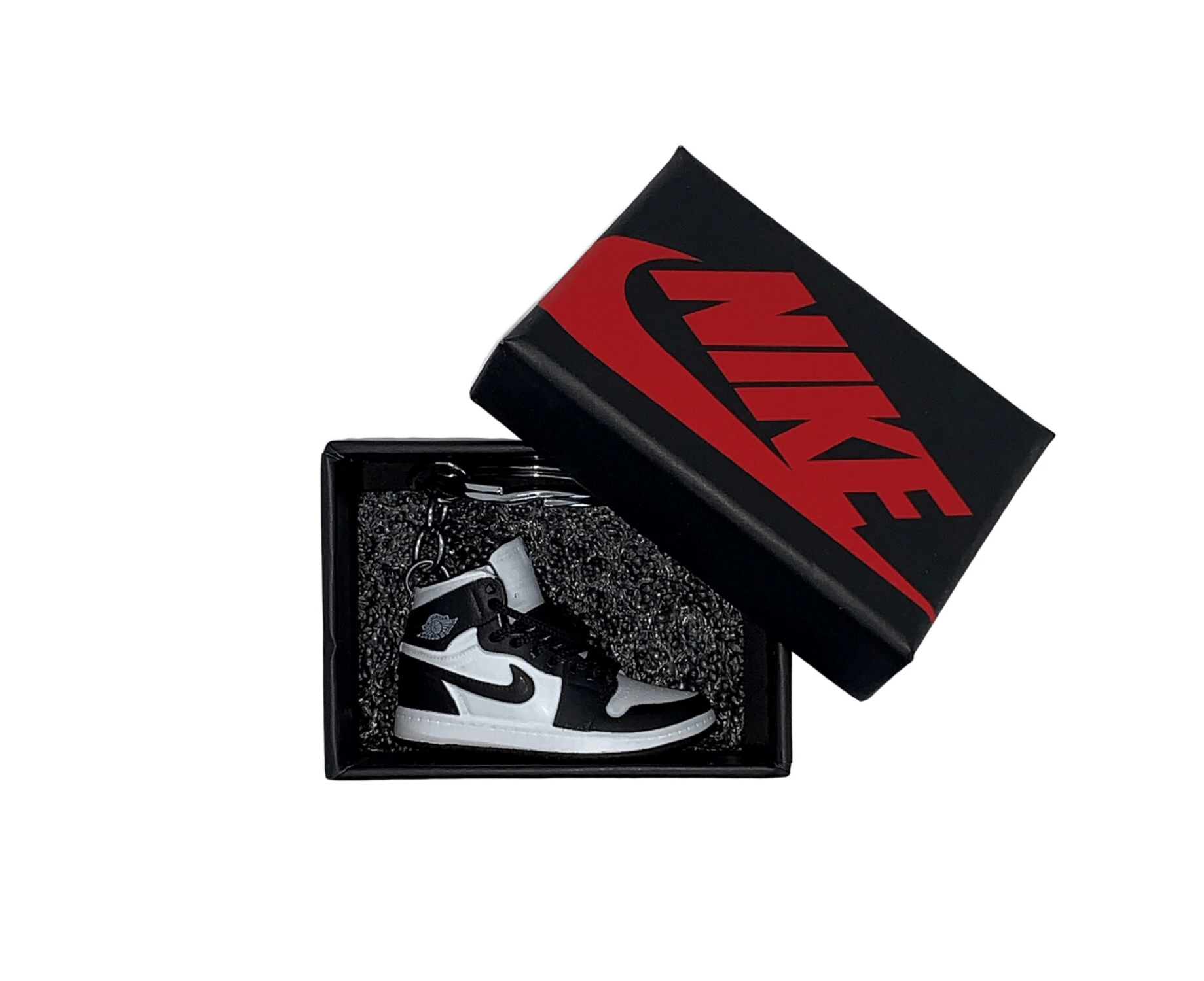 Air Jordan 1 3D mini sneaker keyring with giftbox - White and black