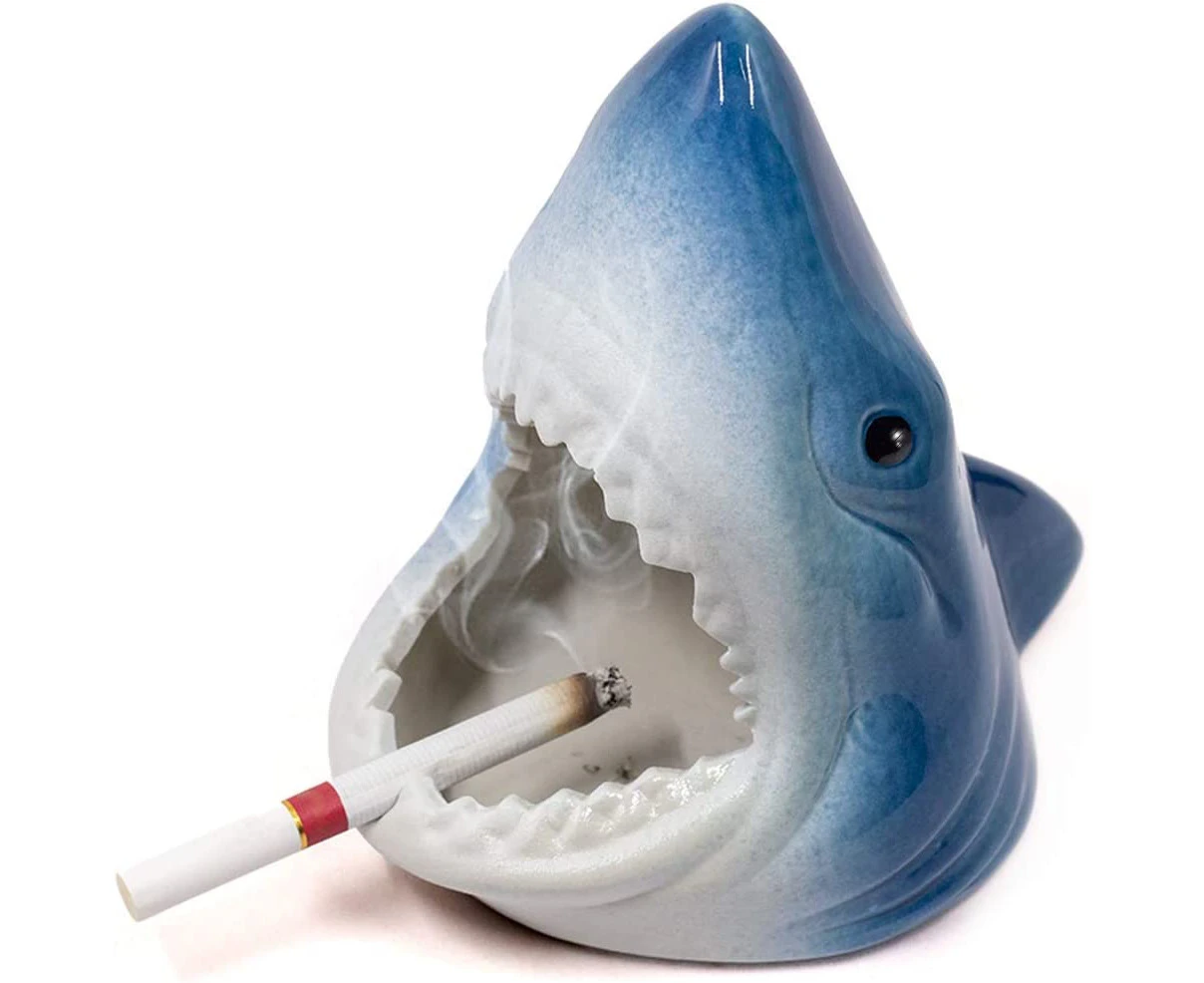 Cigar Ashtray, Ceramic Ash Tray for Cigarettes, Shark Windproof Large Ashtray, Outdoor Ash Tray for Home Office Decoration